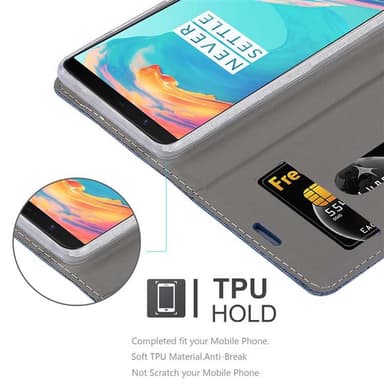 OnePlus 5T Suojakuori Lompakkokotelo (Sininen)