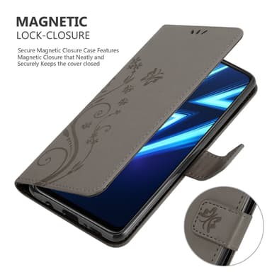 Realme 6 PRO Suojakuori Lompakkokotelo (harmaa)