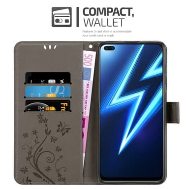 Realme 6 PRO Suojakuori Lompakkokotelo (harmaa)