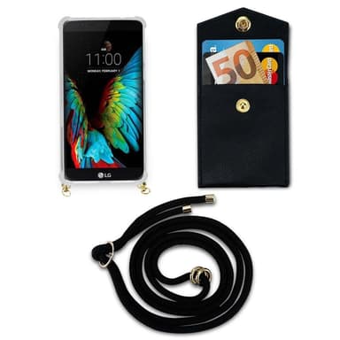 LG K10 2016 Suojakuori Kotelo Ketju (Musta)