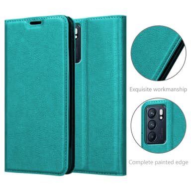 Oppo Reno6 5G Suojakuori Lompakkokotelo (Turkoosi)