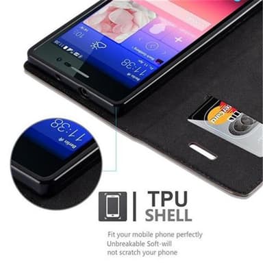 Huawei ASCEND P7 Suojakuori Lompakkokotelo (Ruskea)