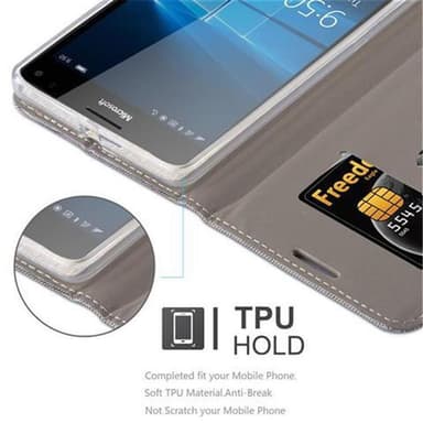 Nokia Lumia 950 XL Suojakuori Lompakkokotelo (harmaa)