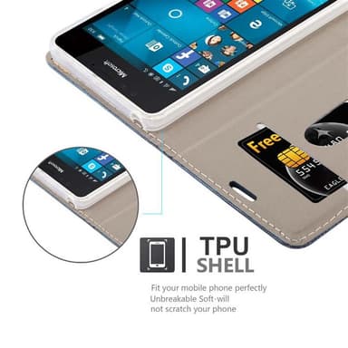 Nokia Lumia 950 Suojakuori Lompakkokotelo (Sininen)