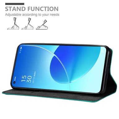 Oppo Reno6 5G Suojakuori Lompakkokotelo (Turkoosi)