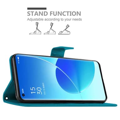 Oppo Reno6 PRO 5G Suojakuori Lompakkokotelo (Sininen)