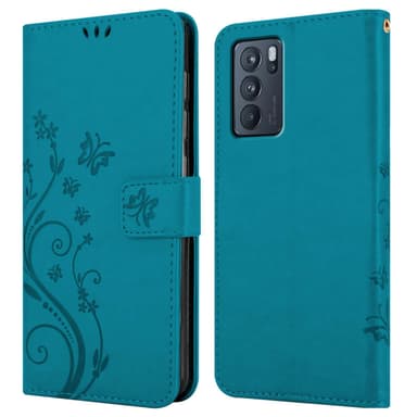 Oppo Reno6 PRO 5G Suojakuori Lompakkokotelo (Sininen)