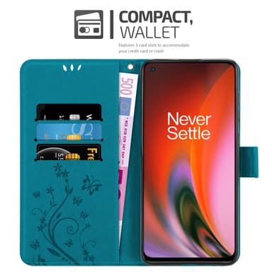 OnePlus Nord 2 5G Suojakuori Lompakkokotelo (Sininen)