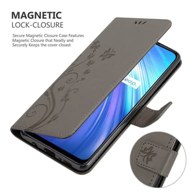 Realme 6 4G / 6s Suojakuori Lompakkokotelo (harmaa)