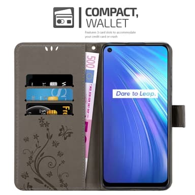 Realme 6 4G / 6s Suojakuori Lompakkokotelo (harmaa)