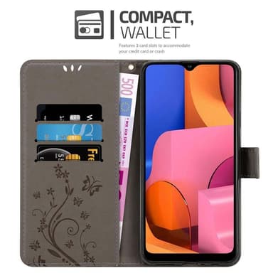 Samsung Galaxy A20s Suojakuori Lompakkokotelo (harmaa)