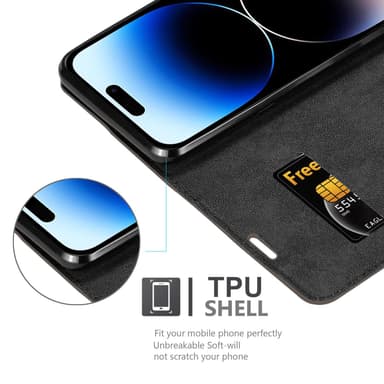 iPhone 14 PRO MAX Suojakuori Lompakkokotelo (Ruskea)