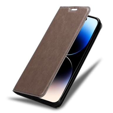 iPhone 14 PRO MAX Suojakuori Lompakkokotelo (Ruskea)