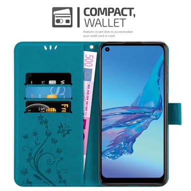 Oppo A53s Suojakuori Lompakkokotelo (Sininen)