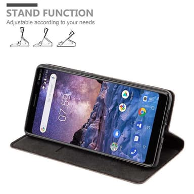 Nokia 7 PLUS Suojakuori Lompakkokotelo (Ruskea)