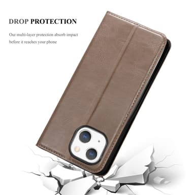 iPhone 13 Suojakuori Lompakkokotelo (Ruskea)