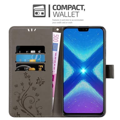 Honor 8X Suojakuori Lompakkokotelo (harmaa)