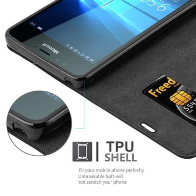 Nokia Lumia 950 Suojakuori Lompakkokotelo (Musta)