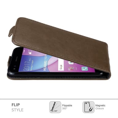 Huawei Y6 PRO 2017 Suojakuori Lompakkokotelo (Ruskea)