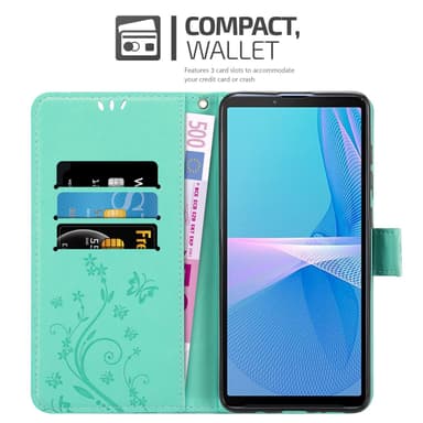 Sony Xperia 10 III Suojakuori Lompakkokotelo (Turkoosi)