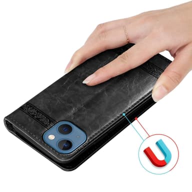 iPhone 13 MINI Suojakuori Lompakkokotelo (Musta)