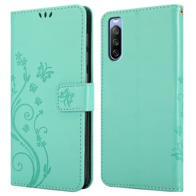 Sony Xperia 10 III Suojakuori Lompakkokotelo (Turkoosi)