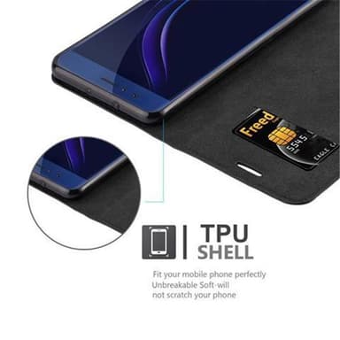 Honor 8 / 8 PREMIUM Suojakuori Lompakkokotelo (Musta)