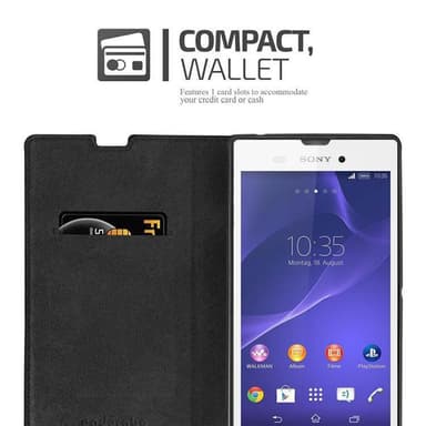 Sony Xperia T3 Suojakuori Lompakkokotelo (Musta)