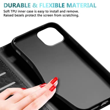 iPhone 13 MINI Suojakuori Lompakkokotelo (Musta)