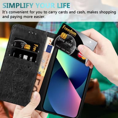 iPhone 13 MINI Suojakuori Lompakkokotelo (Musta)