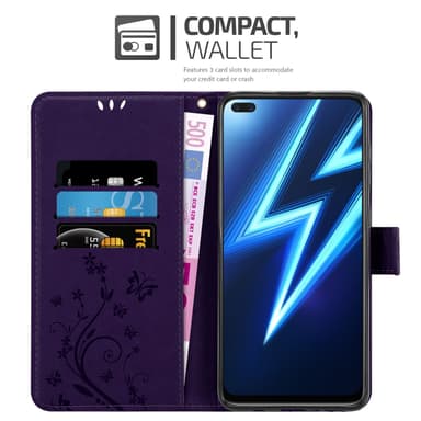 Realme 6 PRO Suojakuori Lompakkokotelo (Violetti)