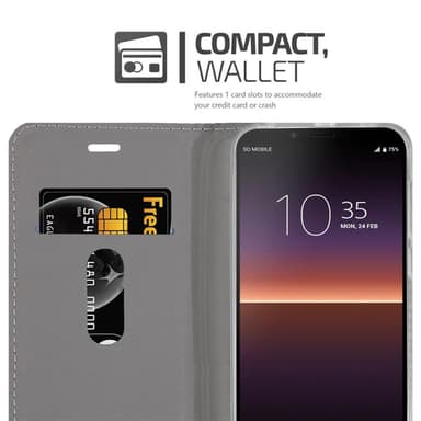 Sony Xperia 10 II Suojakuori Lompakkokotelo (harmaa)