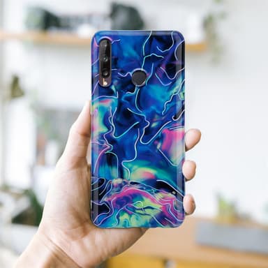 Huawei P40 LITE E Suojakuori Lompakkokotelo (Sininen)
