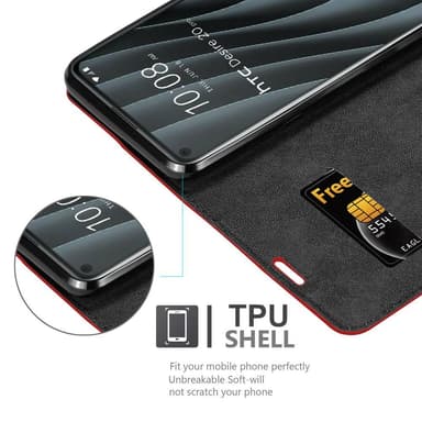 HTC Desire 20 PRO Suojakuori Lompakkokotelo (Punainen)