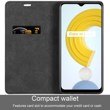 Realme C21 Suojakuori Lompakkokotelo (Musta)