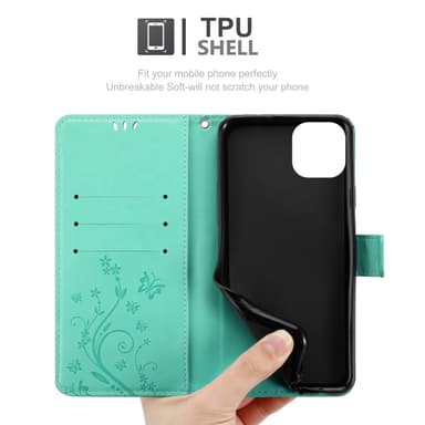 iPhone 14 Suojakuori Lompakkokotelo (Turkoosi)