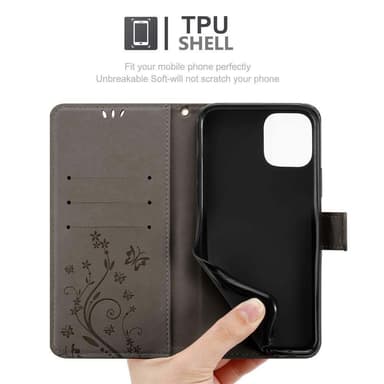 iPhone 11 PRO MAX Suojakuori Lompakkokotelo (harmaa)
