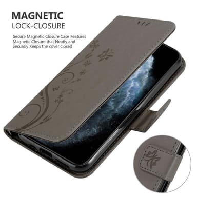 iPhone 11 PRO MAX Suojakuori Lompakkokotelo (harmaa)
