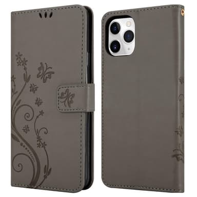 iPhone 11 PRO MAX Suojakuori Lompakkokotelo (harmaa)