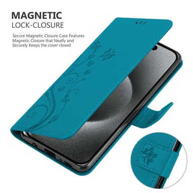 iPhone 15 PRO MAX Suojakuori Lompakkokotelo (Sininen)