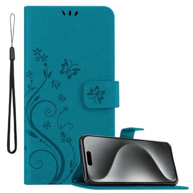 iPhone 15 PRO MAX Suojakuori Lompakkokotelo (Sininen)