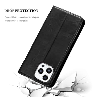 iPhone 13 PRO MAX Suojakuori Lompakkokotelo (Musta)