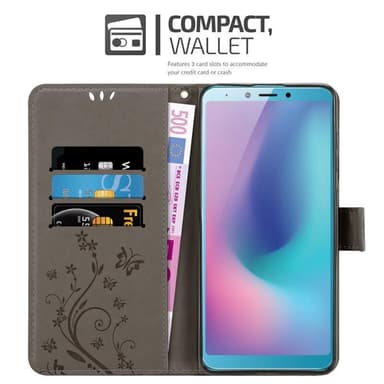 Samsung Galaxy A6s Suojakuori Lompakkokotelo (harmaa)