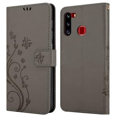 Samsung Galaxy A21 Suojakuori Lompakkokotelo (harmaa)