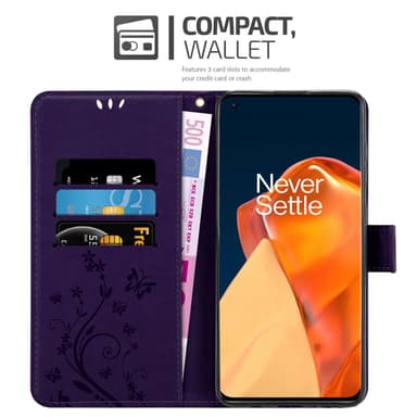 OnePlus 9 PRO Suojakuori Lompakkokotelo (Violetti)