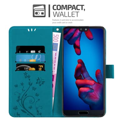 Huawei P20 Suojakuori Lompakkokotelo (Sininen)