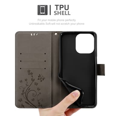 iPhone 14 PRO MAX Suojakuori Lompakkokotelo (harmaa)