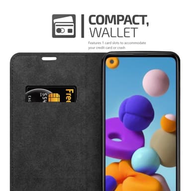 Samsung Galaxy A21 Suojakuori Lompakkokotelo (Ruskea)