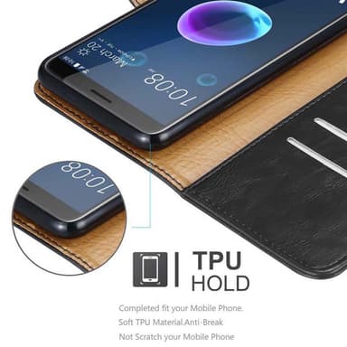HTC Desire 12 Suojakuori Lompakkokotelo (Musta)