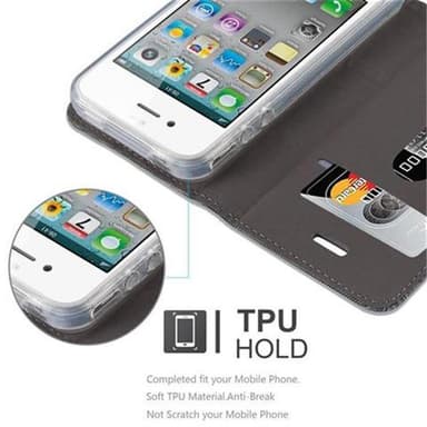 iPhone 4 / 4S Suojakuori Lompakkokotelo (harmaa)